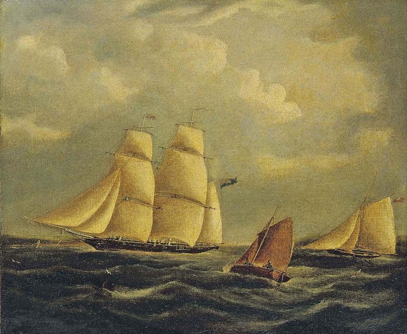 James Edward Buttersworth An armed brig and cutter in the Channel Germany oil painting art
